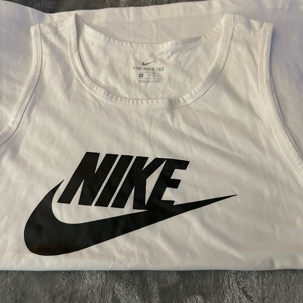 Nike White Tank Top with Black Logo